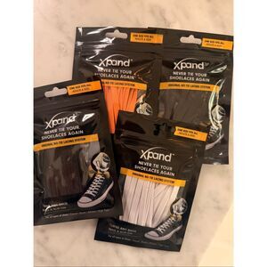 Four Packs Xpand Adults & Kids White Orange Black Elastic Shoelaces Bundle NWT